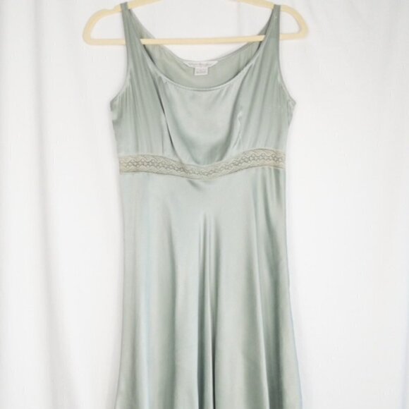 Susie Tompkins Vintage Gray Silk Sleeveless A Line Dress with Lace Accent, Size: - Picture 3 of 15